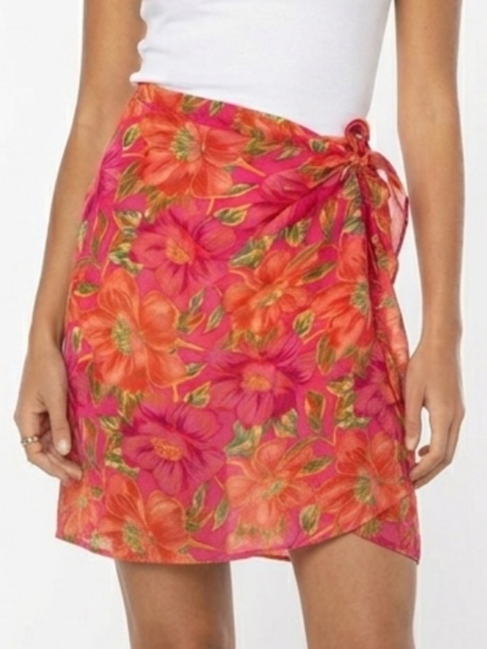 Beach Riot Hawaiian Floral Print Beach Sarong Tie Wrap Cover Up Colorful Swim